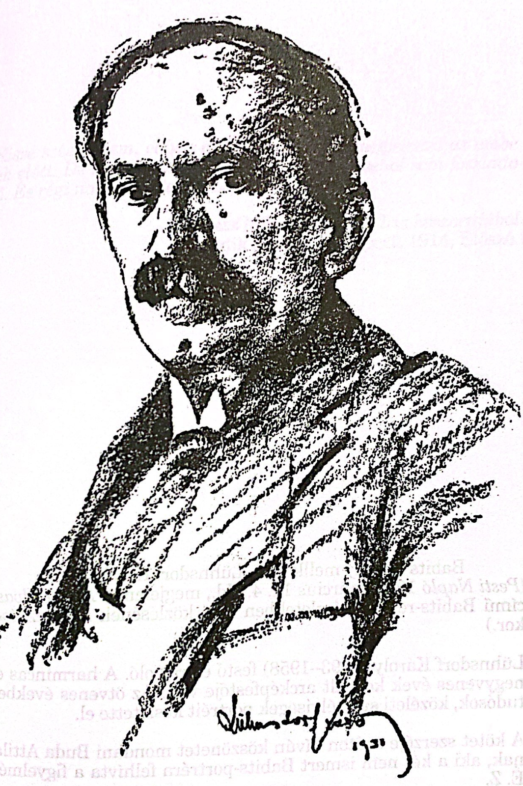 Mihály Babits, eminent translator, poet, critic, essayist
        and editor as depicted by Károly Lühnsdorf in 1931.